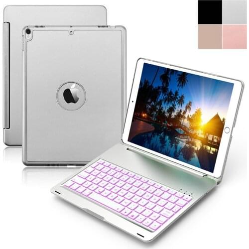 For iPad Pro 10.5 2 in 1 Slim 7 Colors LED Backlit Backlight Clamshell Smart Aluminum Wireless Bluetooth Keyboard Case Cover