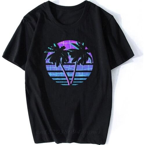 Vaporwave Palm Trees Vintage Retro Style T-shirts Streetwear Short Sleeve Tees Summer Men Aesthetic Clothes Camisetas Hombre