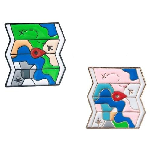 Creative Game Flight Map Metal Enamel Brooch Personality Fashion Flight Coordinate Map Badge Pin Fun Trendy Jewelry Accessories