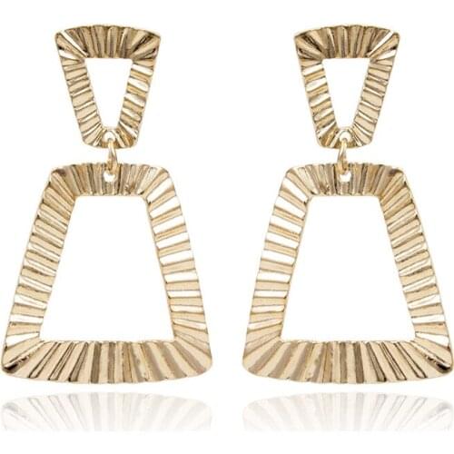 Trendy Metal Thread Earrings For Women Alloy Gold Color Geometric Irregularity Earring Fashion Jewelry Gift