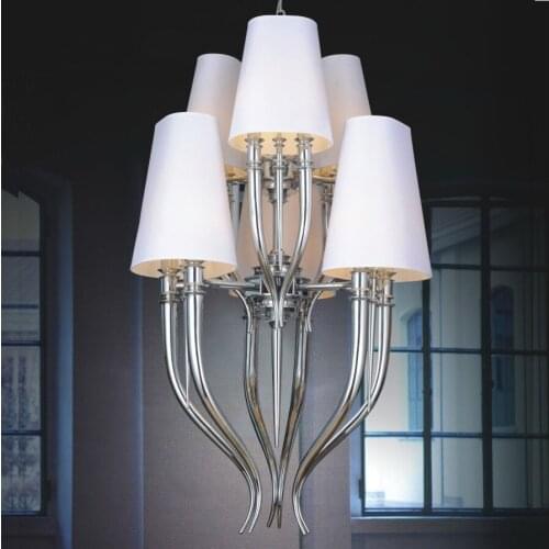 Moderna con pantallas de tela blanca de hierro colgante cuerno luz para sala de estar colgante iluminación decorativa casa