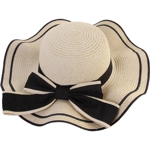 Fashion Panama Hat Womens Summer Hat Foldable Beach Straw Women Hat Bowknot Weave Cap Female Sun Hat