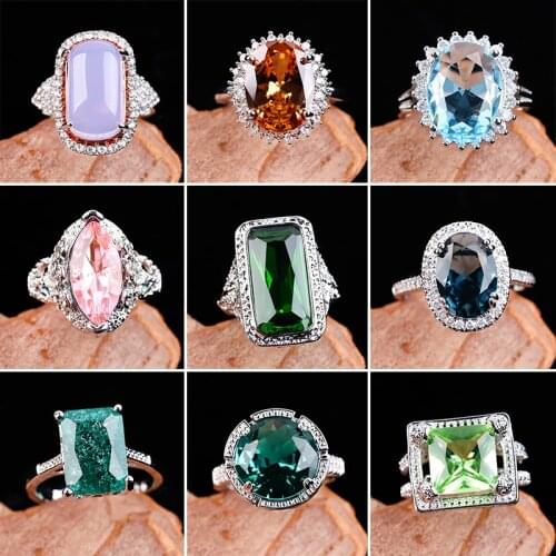 Fashion Luxury Crystal Engagement Rings for Women Cubic Zirconia Silver Color Ring Fashion Wedding Trend Female Jewerly Gift