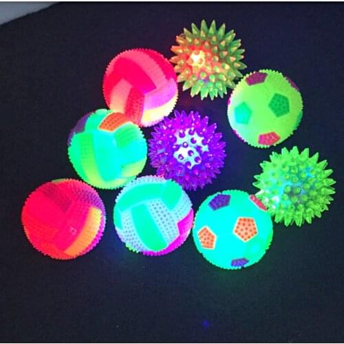 12PCS Elastic Massage Ball Flash Football Glowing Volleyball with Whistle Bouncing Ball Hedgehog Prickly Ball Party Decoration