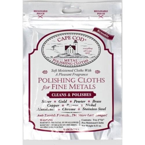 Cape Cod cleans Polishing Cloths for fine metals - Twin Pack for jewelry watch