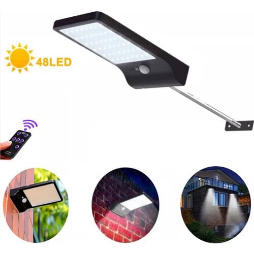 450LM 48LED Solar Wall Light Outdoor With PIR Motion Sensor 3 Modes Waterproof IP65 For Path Garage Garden Security Street Light