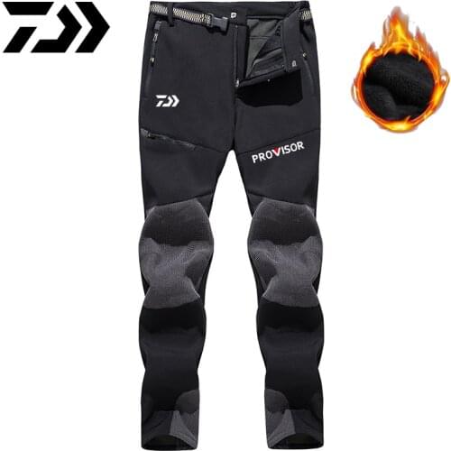 2021 New Daiwa Fishing Trousers Keep Warm Winter Pants Waterproof Outdoor Camping Hiking Pants Fleece Windproof Fishing Pants