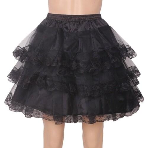 New Arrival Black &WhiteShort Petticoat Lolita Petticoat 3 Layers Lace Edge Crinoline Underskirt Swing Short Dress Ball Gown