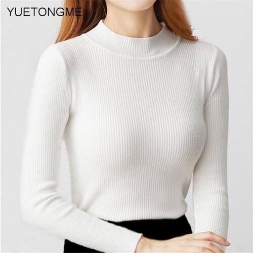 Autumn Winter semi-turtle neck Pullovers Sweaters Primer shirt long sleeve Short Korean Slim-fit tight sweater SW095