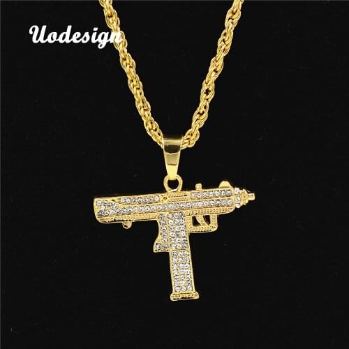 Uodesign Golden Plated Gun Steampunk Necklace Star Jewelry Men Hip Hop Dance Charm Franco Chain Hiphop Long Necklace