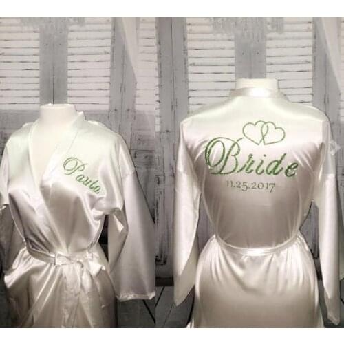 Personalize bride name date Bridal Shower pajamas nightgown Robes Wedding Hens Night Bachelorette Party favors decorations