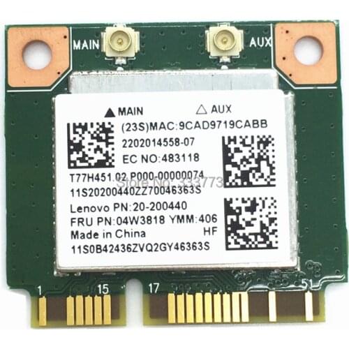 Free Shipping New Realtek RTL8723BE Mini PCI-E Wifi Bluetooth 4.0 wireless card for E440 E540 S440 S540 FRU:04W3818