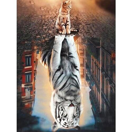 Full Square Drill/round Diamond 5D DIY Diamond Painting Cat Tiger Rhinestone Diamond Embroidery Animal Mosaic Kit Home Decor