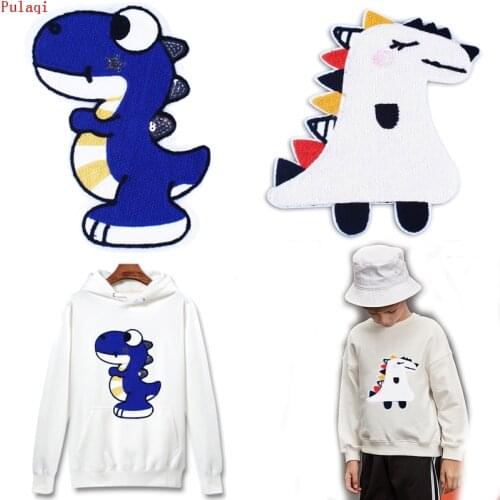 Pulaqi Jurassic Dinosaur Patch Embroidered Patches For Clothes Sewing on Clothes Jacket Ironing Patches Lovely Cartoon Big Badge