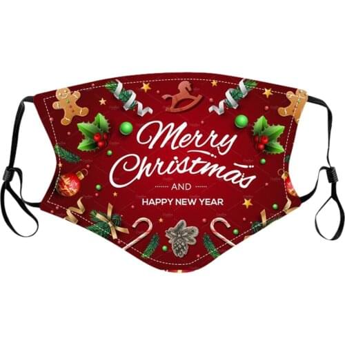 10pcs Fashionable Christmas print dustproof ice silk mask Reusable Colorful Fabric Face Turban Stylish Fashionable Washable Mask