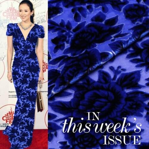 Blue silk velvet fabrics silk clothing cheongsam dress clothing material