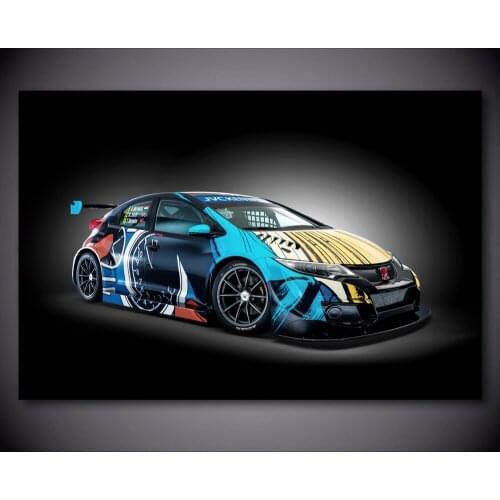 Modern Paintings Vehicle Honda Civic WTCC Race Racing Spor Car Wall Art Picture Canvas Posters and Prints For Living Room Decor