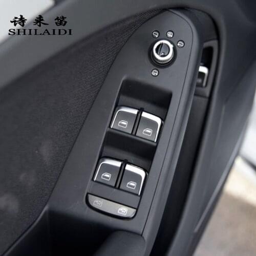 Car Styling For Audi A4 B8 Interior Door Window Glass Switch Buttons Decoration Frame Covers Stickers Trim Sequins Accessories