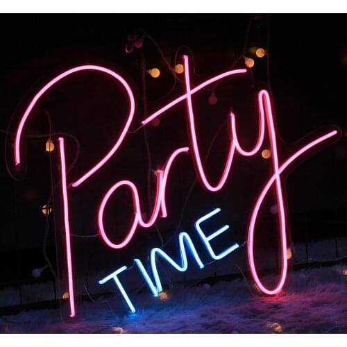 LED Neon Light Sign Party Time Neon Wall Lights Night Lamp for Room Holiday Cool Birthday Christmas Party Decoration