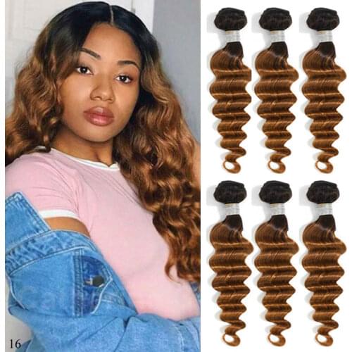 Ombre Loose Deep Wave Bundles 1B 4 27 30 Curly Hair 3 4 Bundles Deal Ombre Human Hair Bundles Remy Brazilian Hair Weave Bundles