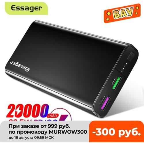 Essager Power Bank 20000mAh USB Type C PD QC 3.0 Portable Powerbank External Battery Charger For Xiaomi mi 20000 mAh Poverbank