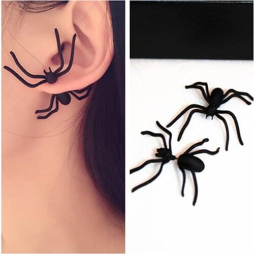 New Fashion Brincos Boucle Bijoux Exaggeration Black Spider Stud Earrings For Women Girl Jewelry pendiente