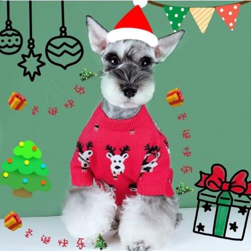 Winter Dog Christmas Sweater Cardigan Printed Gentleman Dog Clothes Tide Brand Coat Warm Teddy Design Costume Crochet Sweater