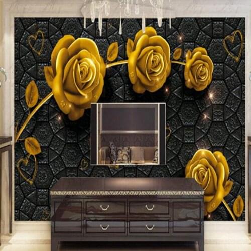 Gold Wallpaper Wall Mural 3d Luxury Embossed Golden Rose Non Woven Thicken 3 d Wallpaper Living Room Study Kitchen Wall Papers