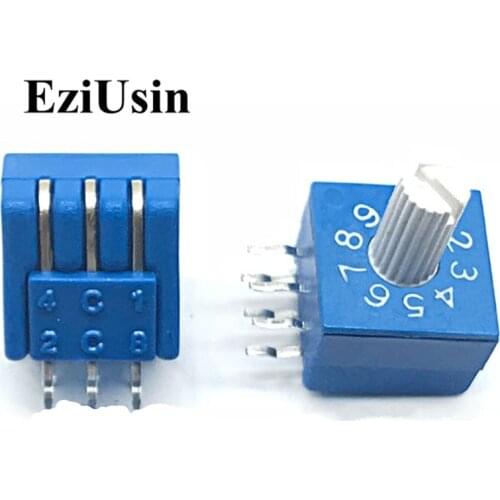 0-9 10 Rotary Coding Knob Switch DIP Switch 6pins 8421C 7mm Shank 3:3 PCB Vertical Switching Side Adjustment