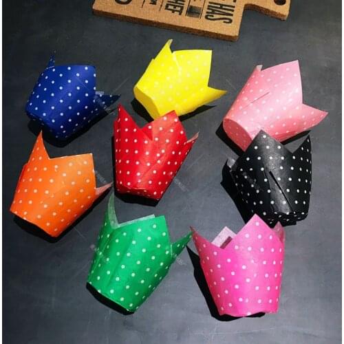 10/50pcs Tulip Flower Cupcake Liner Baking Cup For Wedding Party Tulip Muffin Cupcake Paper Cup Caissettes Oilproof Cake Wrapper