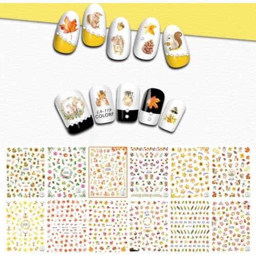 12 Sheets 3D DIY Nail Stickers Multiple Patterns Nail Decals Manicure Tools