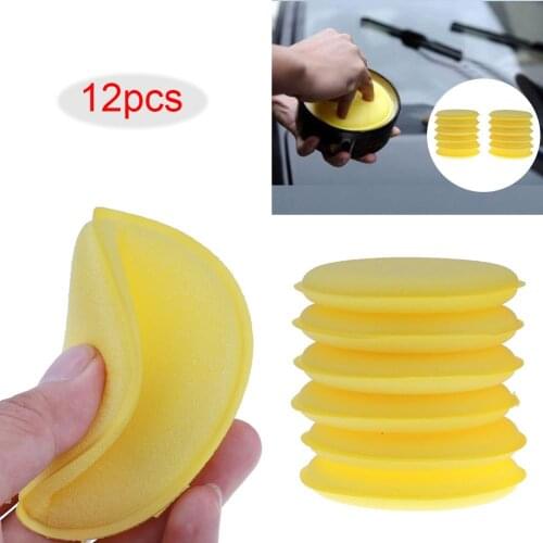 12pcs/lot Car Yellow Foam Waxing Pads Applicator Clean Tool Paint Polish Vehicle Sponge