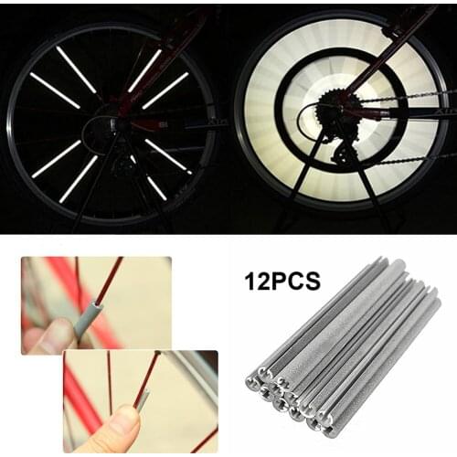 12pcs Bicycle Spinning Reflective Card Strip Spokes Waterproof Riding Sport Safety Light Outdoor Wheel Light Bike Accessories