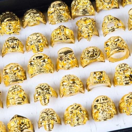 Wholesale Lots Mixed 25pcs Top Gothic Punk Assorted Skull Style Sports Bikers Lady/mens Vintage Silver Jewelry Rings