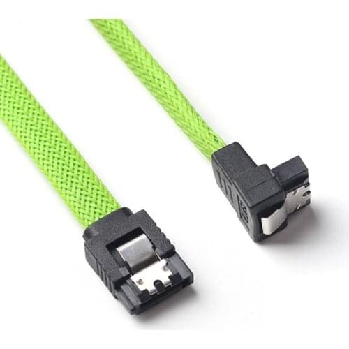 50CM SATA 3.0 III SATA3 7pin Data Cable Right Angle 6Gb/s SSD Cables HDD Hard Disk Data Cord with Nylon Sleeved(Green)