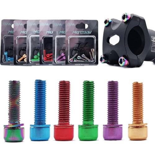 6pcs Bike Screw MTB Bicycle Handlebar Screws Titanium-plated Colorful M5*18MM Stem Riser Screws Cycling Handlebar Stem Bolts