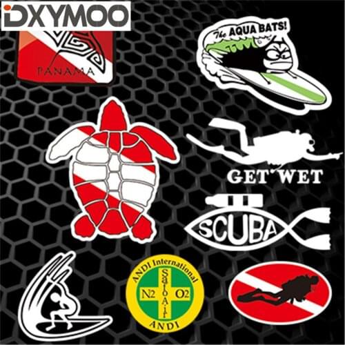 Scuba Dive Car Window Reflective Diving Stickers Tortoise Get Wet Outdoor Sports Surfing Sticker Decals Car Styling Decal