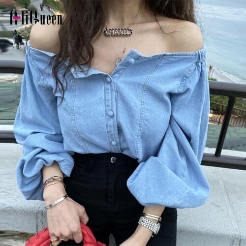 AliQueen Light Blue Blouses