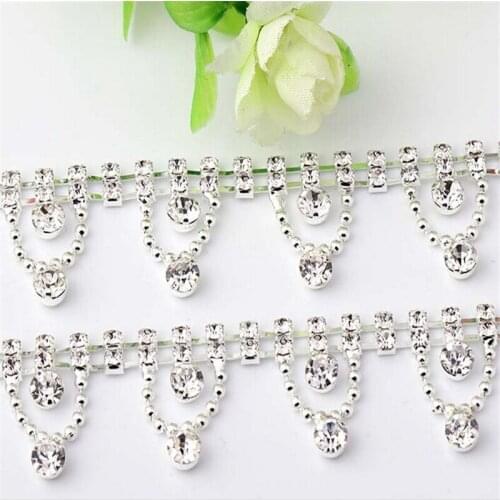 1Yd Shiny Silver Rhinestone DIY Chain Sew Clothing Dance Clothes Shoes Decoration Accessories Jewelry Hairpin