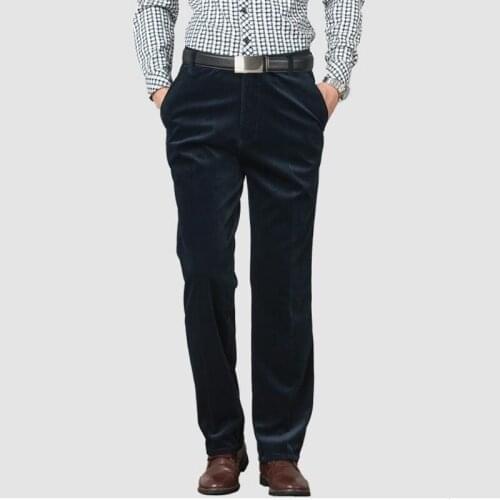 New Spring Autumn Men Pants Casual Loose Corduroy Pants Mid-aged Men joggers Male Trousers Anti-wrinke Easy-care Dad Trousers