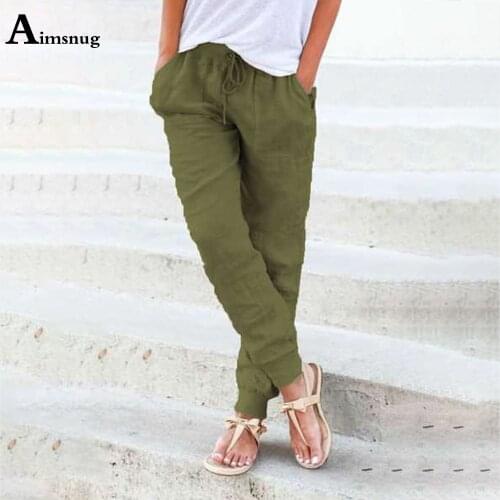 Plus Size 3xl Women Cotton Linen Pants 2021 New Summer Loose Trousers Casual Drawstring Pantalon Female Ankle-Length Pants