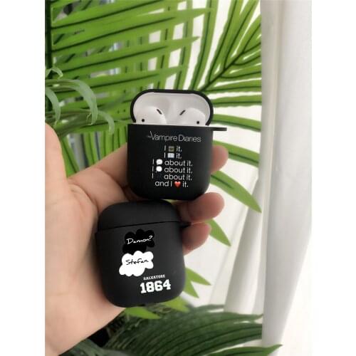 The Vampire Diaries Salvatore black TPU Bluetooth Earphone Airpods Cover for Airpods 2 Airpods1 Airpods pro 3