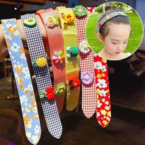 CN Children Cute Cartoon Flower Bangs Stick Velcro Hairbands For Children Sweet Hairpin Bangs Paste Broken Hair Post Headband