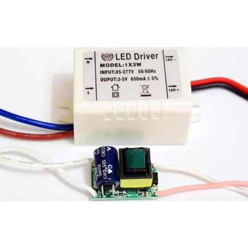 Hihg quality Isolated 600mA 1x3W Led Driver 1x3W Power Supply DC 3V - 5V AC 110V 220V 277V for LED lights