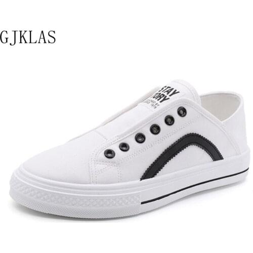 Men Canvas Shoes Flat Sneakers Fashion Sports Shoes for Male Black White Slip on Sneakers Slipper Casuales Outdoor Mens Trainer
