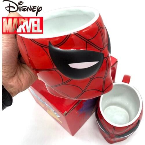 Disney Creative Personality Marvel Ceramic Spiderman Cup Superhero Peripheral Trend Water Cup Cartoon Cute Mug