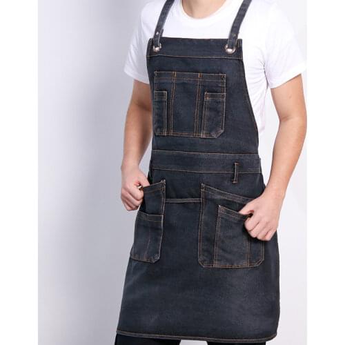 Kitchen Apron Work Kitchen Waist Denim Coffee Milk Tea Shop Haircut Men and Women Work Clothes Children