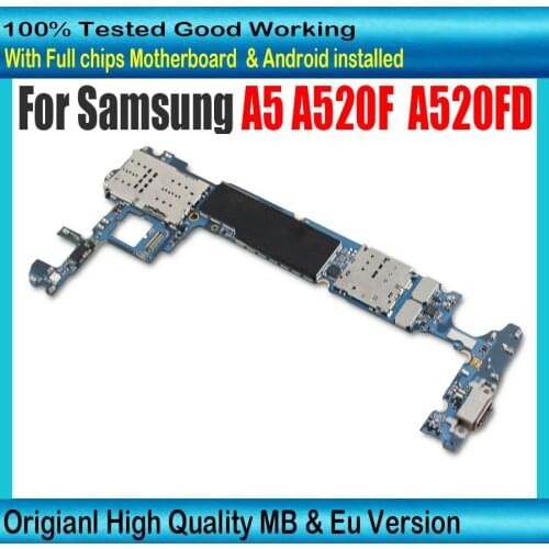100% Original logic board for Samsung Galaxy A5 A520F A520FD motherboard with full chips 32GB Europe Version For SM-A520F MB