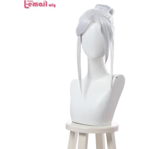 L-email wig Game Valorant Jett Cosplay Wig Silvery White Cosplay Wigs Halloween Heat Resistant Synthetic Hair Party