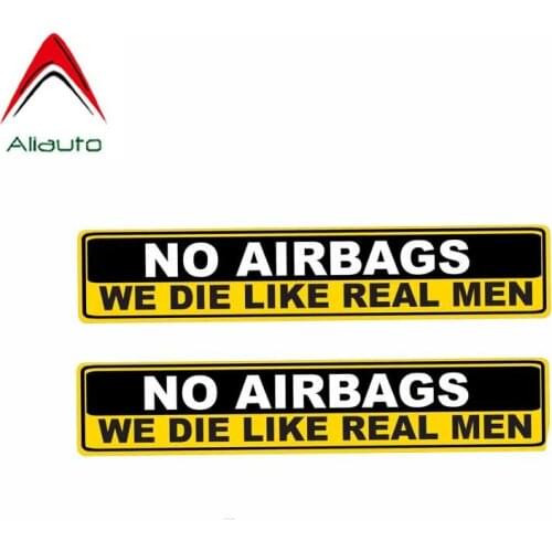 Aliauto 2 X Warning Car Sticker No Airbags We Die Like Real Men Decoration Decal Pvc Cover Scratch for VW Nissan Suzuki,15cm*3cm